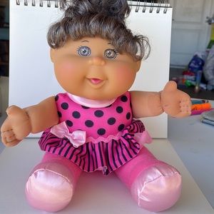 Cabbage Patch Kids Doll Blue Eyes Blonde Hair Pink Tutu Polka Dots Dress 2011
